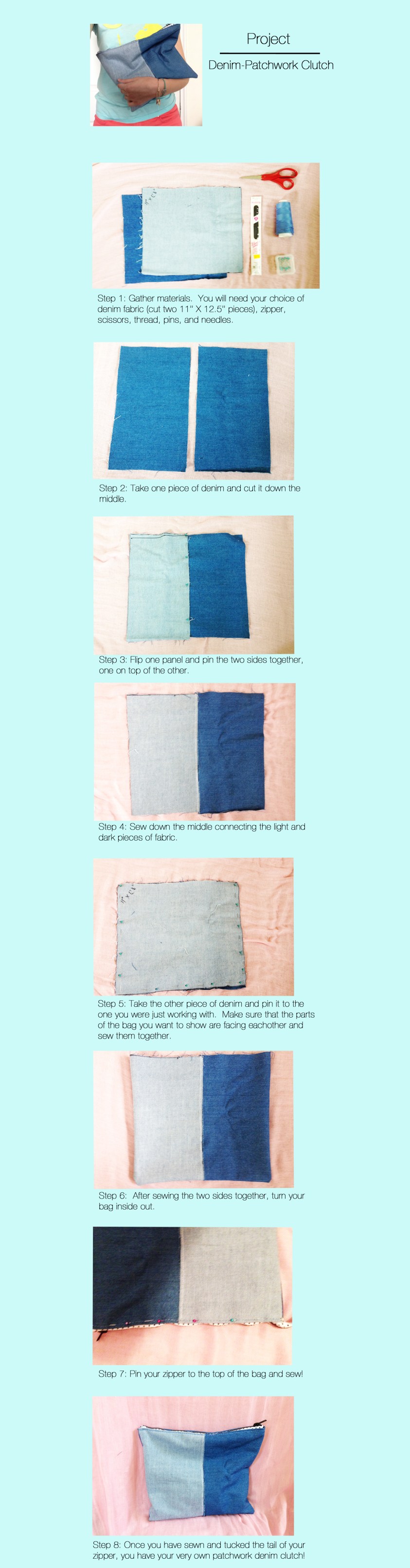 Patchwork Denim Clutch