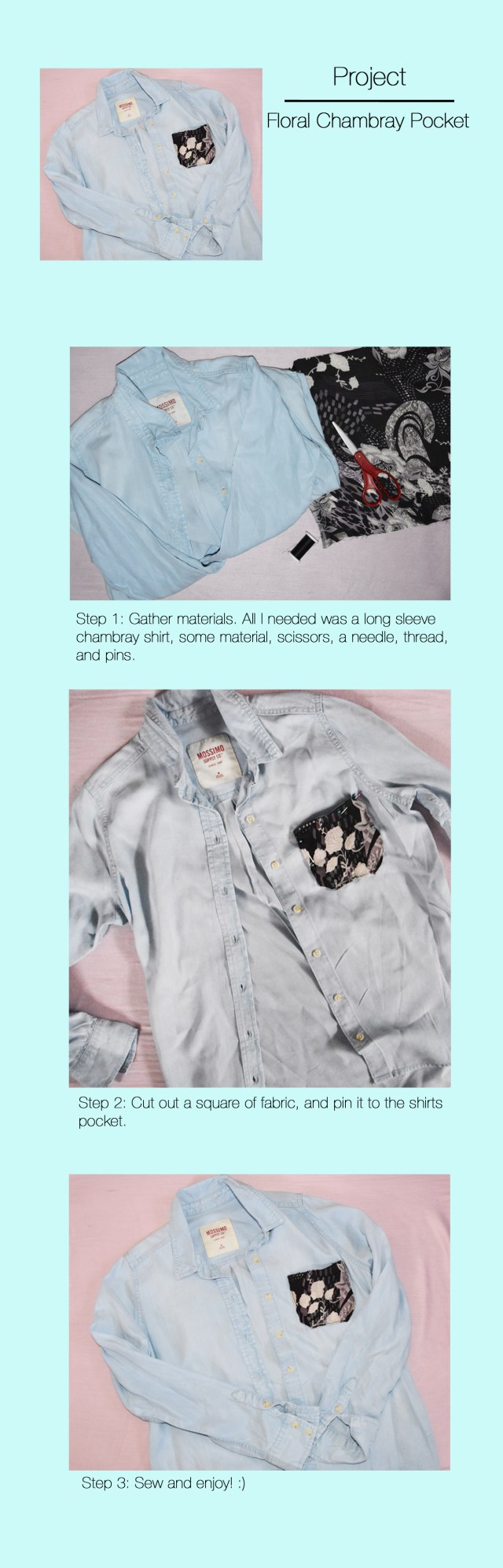Floral Chambray pocket